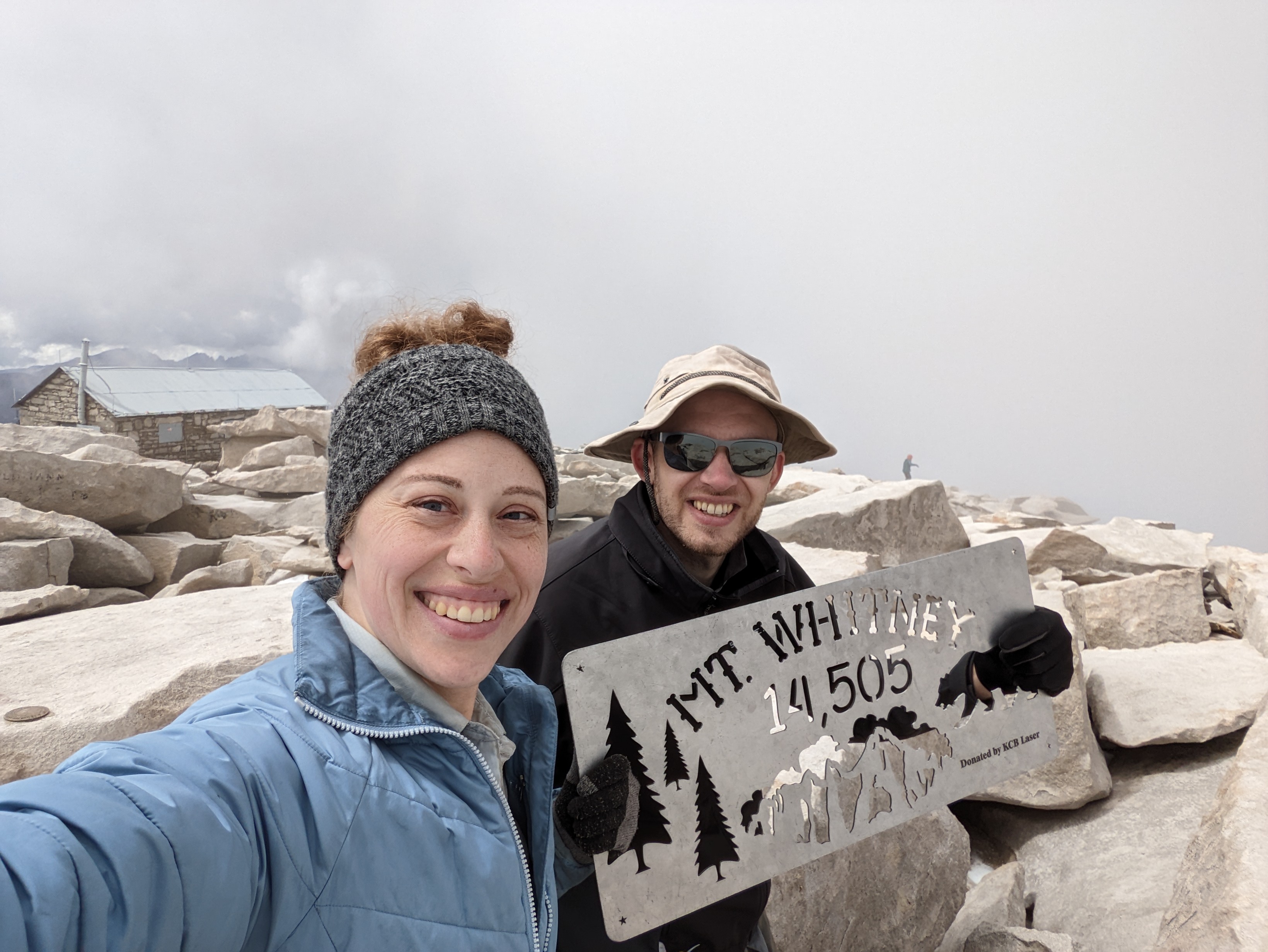 Stephanie and husband celebrating a successful summit of Mt. Whitney